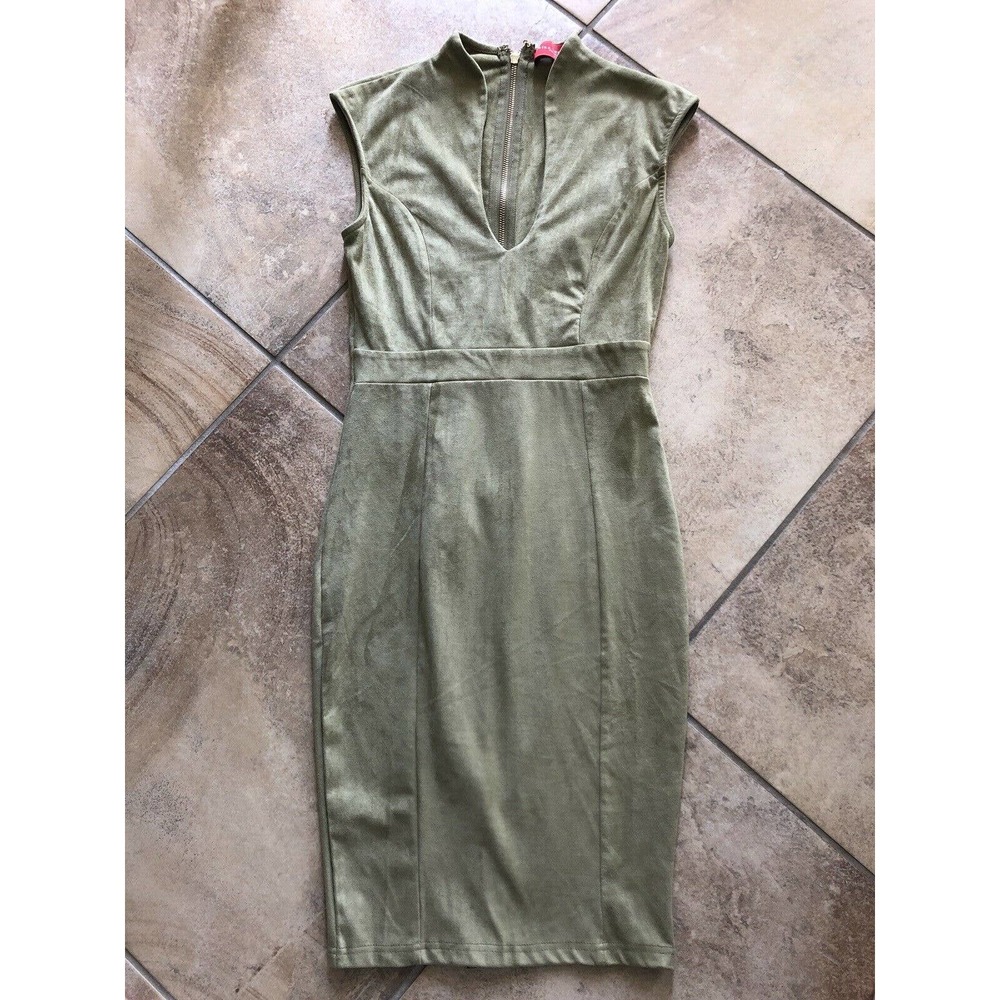 Akira Suede Sleeveless Knee Length Sheath Dress M